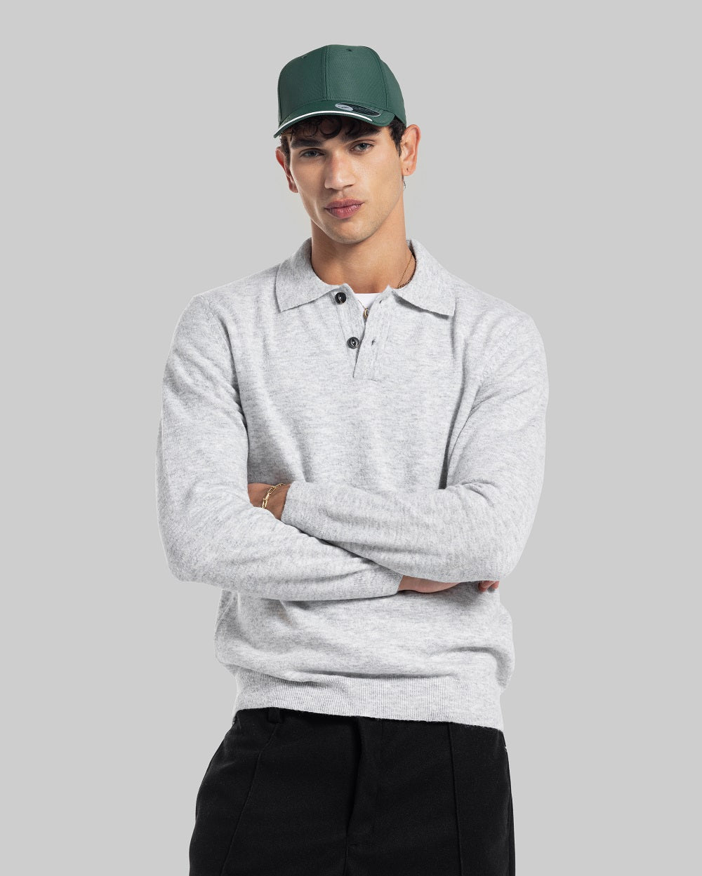 Refined Button-Neck Sweater