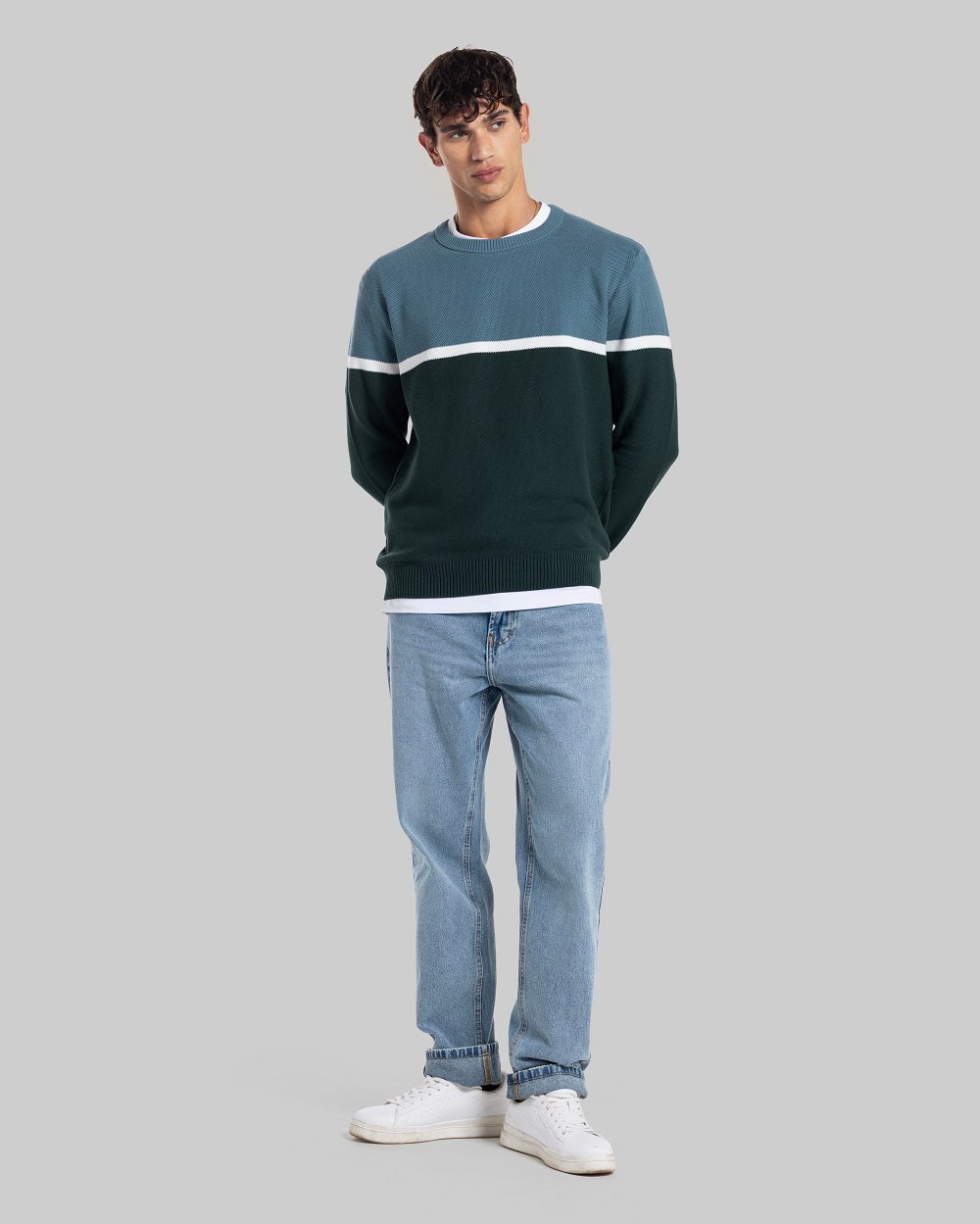 Contrast-Band Everyday Pullover