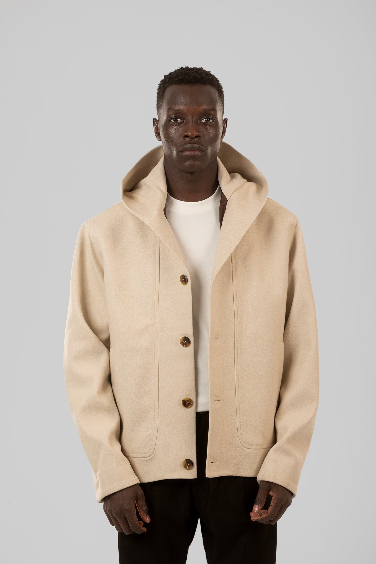 Hooded Button-Front Jacket