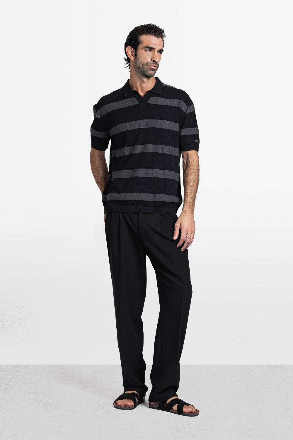 Contrast Stripe Knit Polo