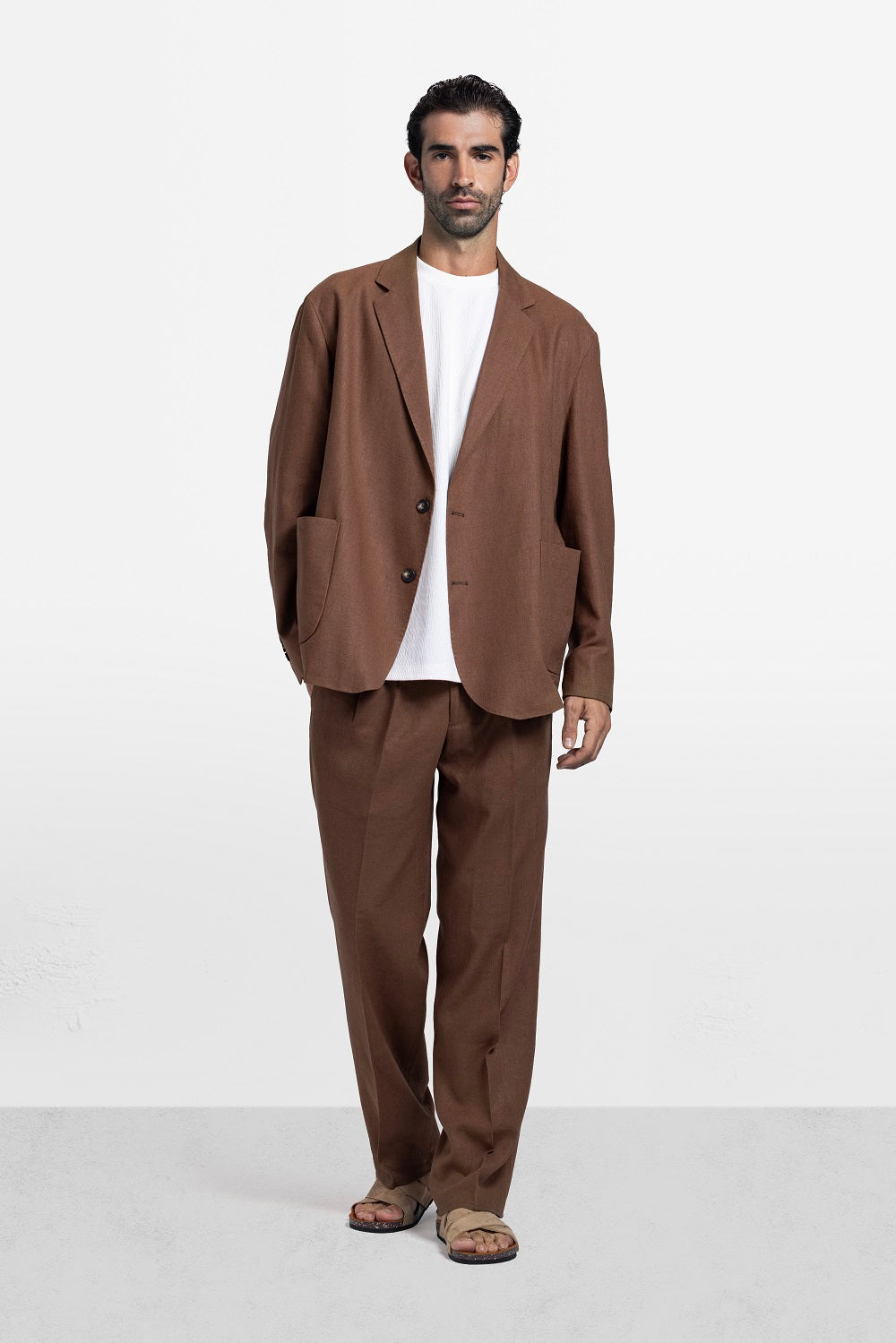 Pleated Straight-Leg Trousers