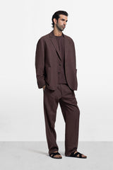 Pleated Straight-Leg Trousers