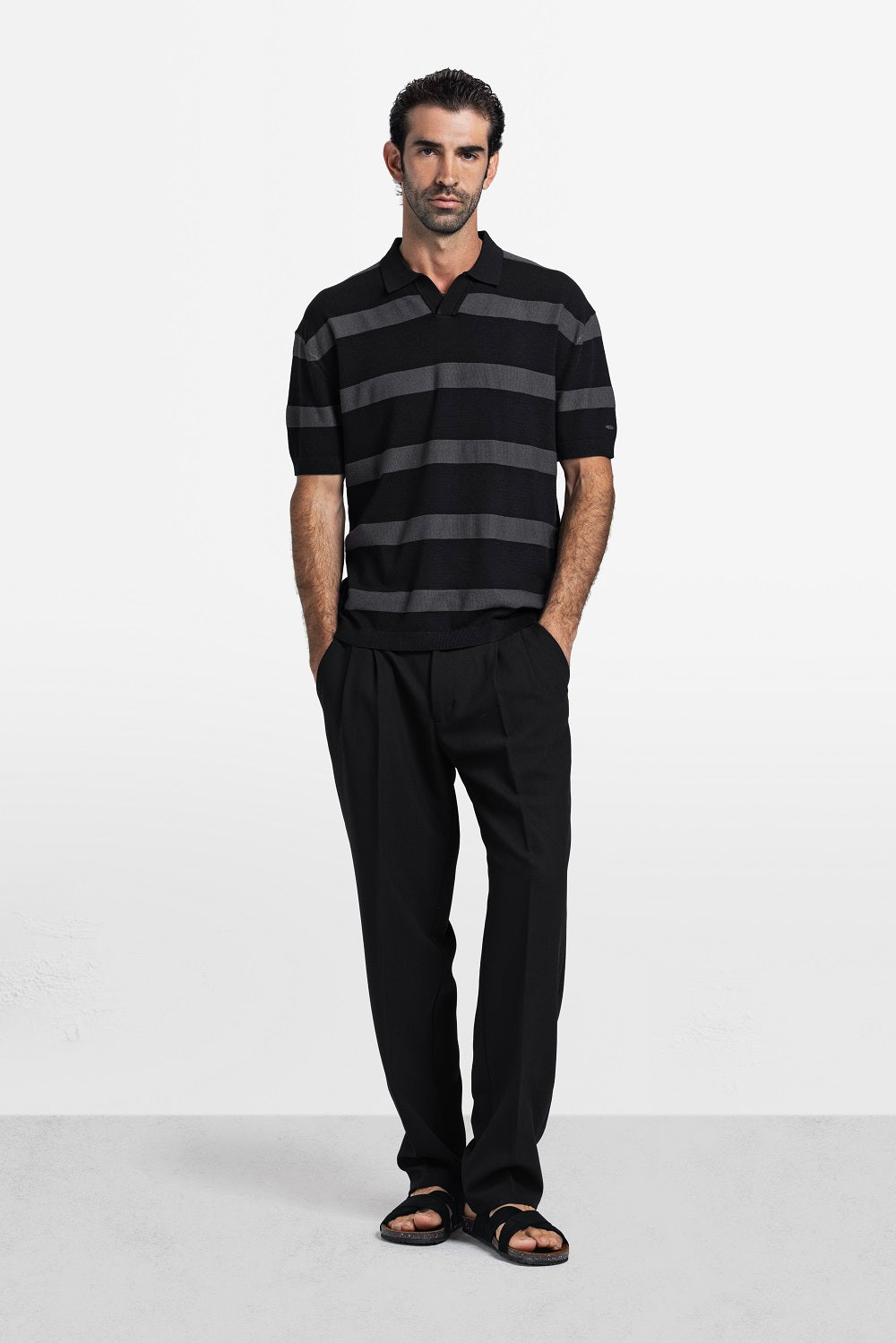 Contrast Stripe Knit Polo